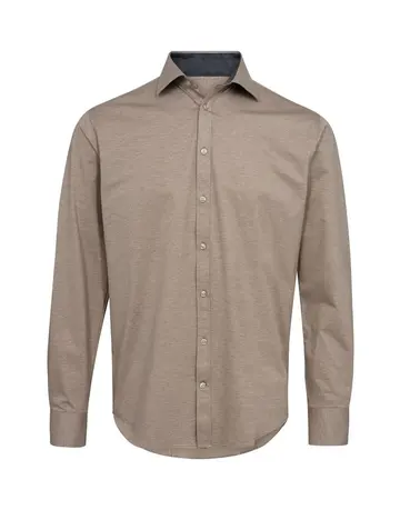 Garant Knitted l/s shirt modern fit lysbrun