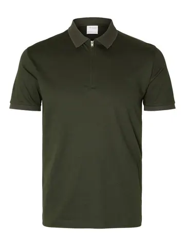 SELECTED SLHFAVE ZIP SS POLO B Grøn