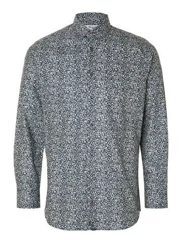SELECTED SLHSLIMSOHO-ETHAN-AOP SHIRT LS B NO Blå