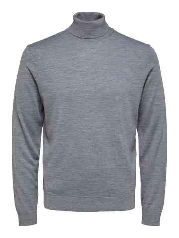 SELECTED SLHTOWN MERINO COOLMAX KNIT ROLL B Grå