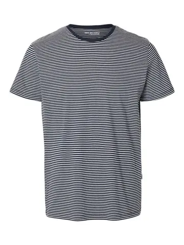 SELECTED SLHASPEN STRIPE SS O-NECK TEE NOOS Blå