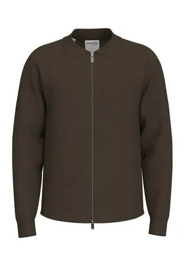 SELECTED SLHEMANUEL SOFT FULL ZIP SWEAT NOOS Brun