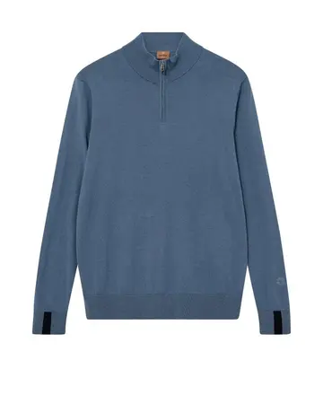 Mos Mosh MMGAdam Soft Zip Turtle Neck Knit Blå