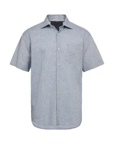 Black Blue Reg. fit linen  s/s shirt 