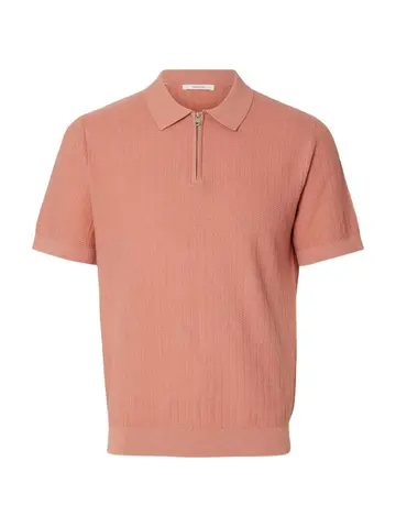 SELECTED SLHCRAN SS KNIT STRUCTURE HALF ZIP Lysrød