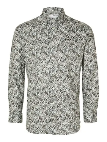 SELECTED SLHSLIMSOHO-ETHAN-AOP SHIRT LS B NO Brun