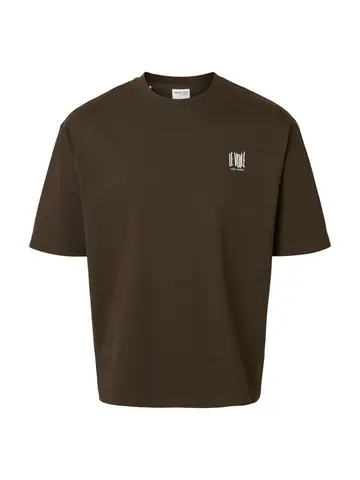 SELECTED SLHRELAXARI GRAPHIC SS TEE Brun