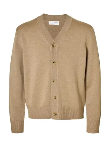 SELECTED SLHTRAY LS MERINO CHUNKY V-NECK CAR Hvid