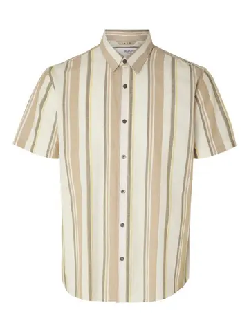 SELECTED SLHREGNEW-LINEN SHIRT SS CLASS 
