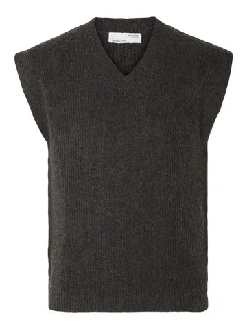 SELECTED SLHRONN RELAXED KNIT VEST B Grå