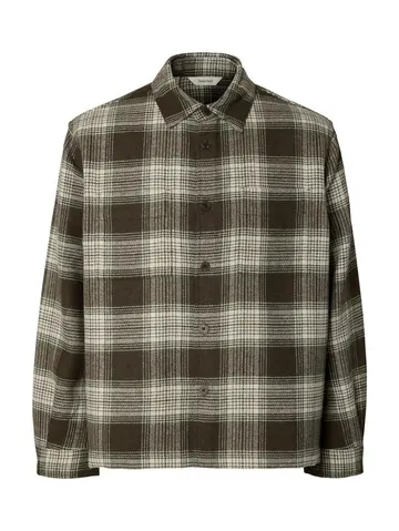 SELECTED SLMOLE-PABLO WOOL BLEND OVERSHIRT N Grøn