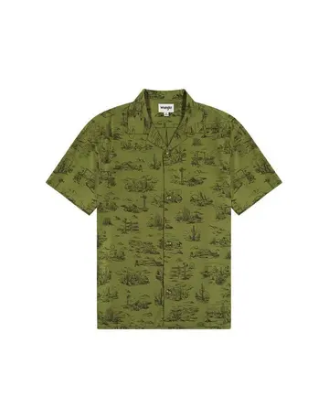 Wrangler SS_RESORT_SHIRT OLIVE_SCENIC Grøn