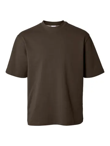 SELECTED SLHLOOSEOSCAR SS O-NECK TEE NOOS Brun