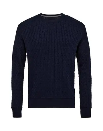 Black Blue O-neck knit w. pattern 