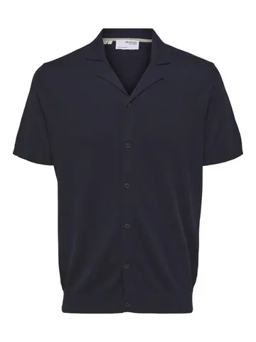 SELECTED SLHBERG SS KNIT CUBAN CARDIGAN B Blå