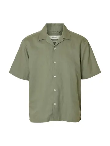 SELECTED SLMRLXCASPER CLAY LINENBLEND SS SHT Grøn