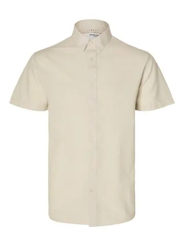 SELECTED SLHREG-NEW LINEN SHIRT SS NOOS Grå