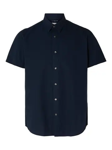 SELECTED SLHREGNEW-LINEN SHIRT SS CLASS Blå