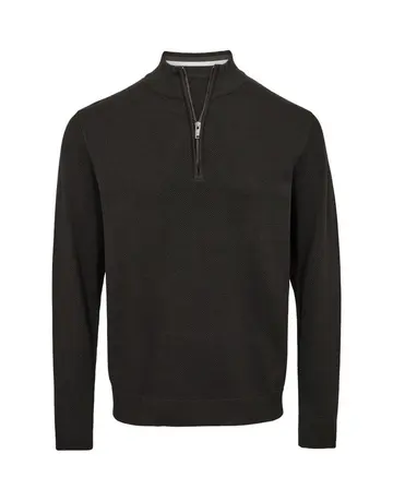 Black Blue Zip collar regular fit knit 