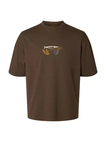 SELECTED SLMDOMESTIC RELAXDIESEL SS O-NECK T Brun